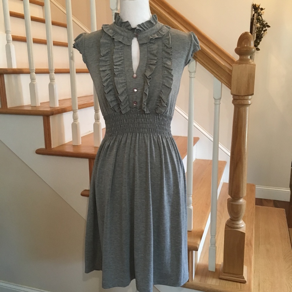 Maurice's Dress Empire Waist Ruffles Gray Small